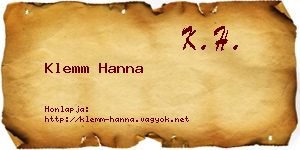 Klemm Hanna névjegykártya